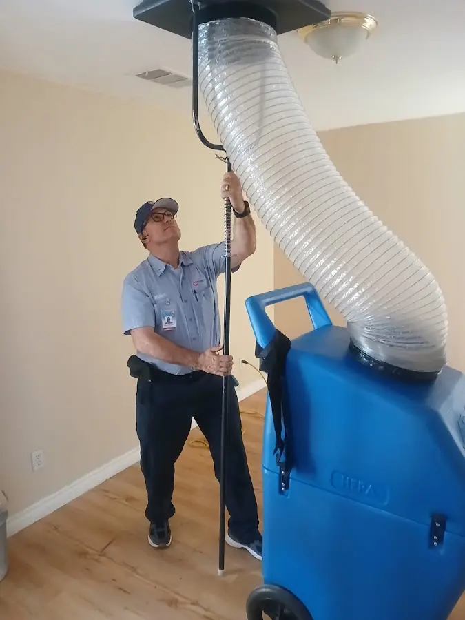 Mini Split Installation technician using HEPA equipment in Templeton